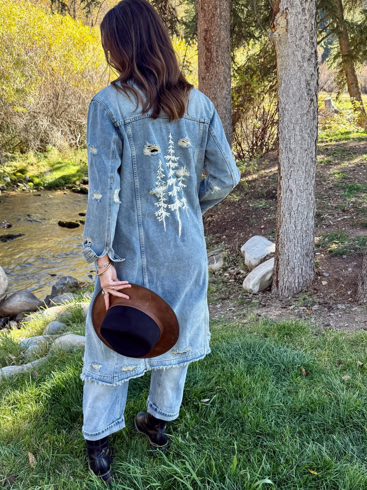 STAR of 89 DISTRESSED DENIM Long Jacket