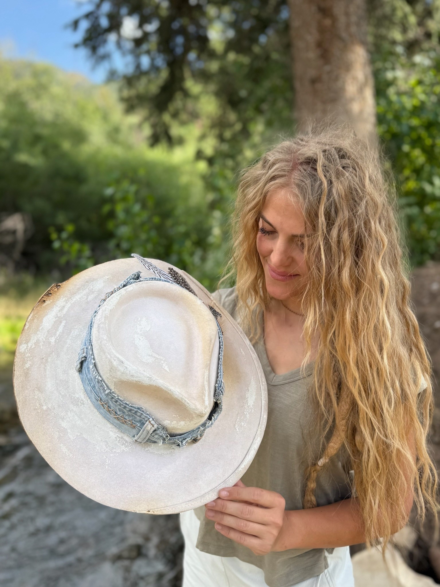 DENIM SKY Leather Hat by Kayla
