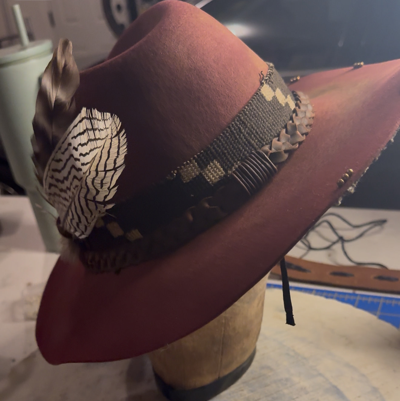 Moonlit Ember Wool & Leather Hat by Kayla