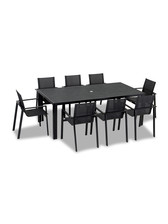 Lift 9 Piece Dining Set - Black/Black Sling - Outdoor Living