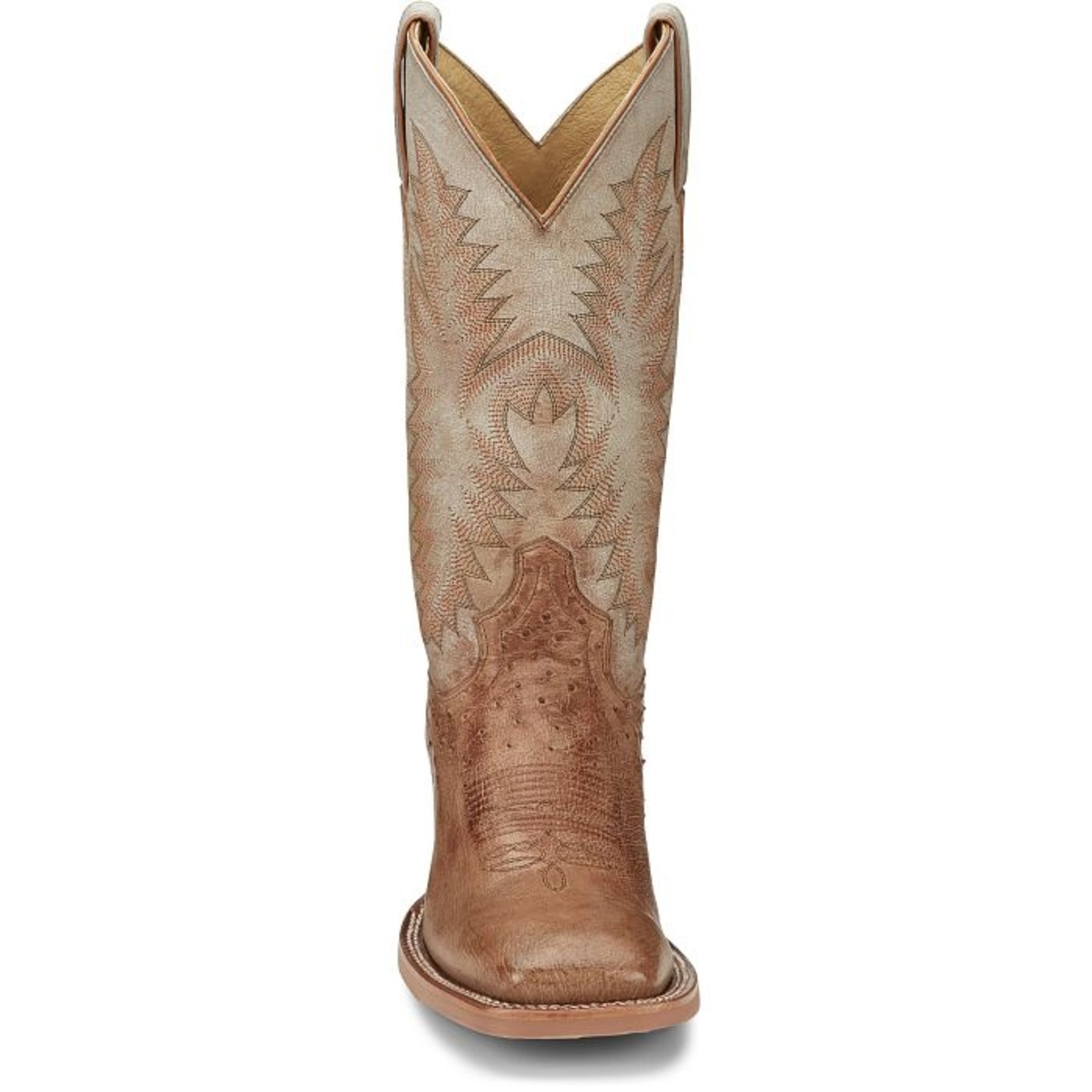 JUSTIN BOOTS 13" BRECK SMOOTH OSTRICH IVORY WESTERN