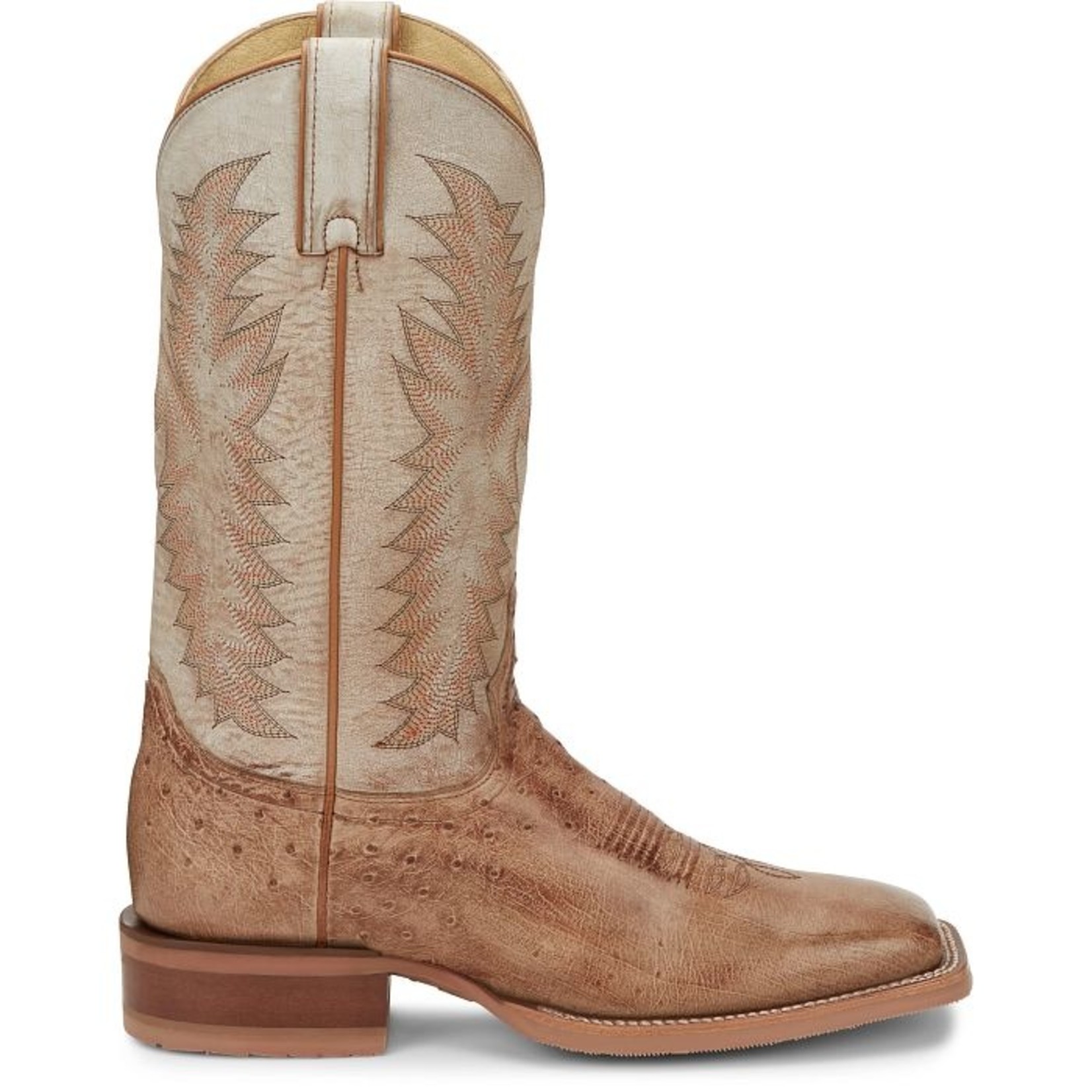 JUSTIN BOOTS 13" BRECK SMOOTH OSTRICH IVORY WESTERN