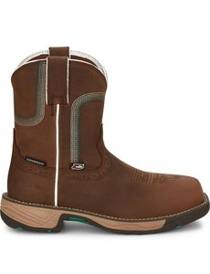 JUSTIN BOOTS RUSH PINE CHOCOLATE WOMEN'S 8"PULL ON WP CT EH