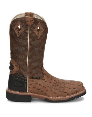 JUSTIN BOOTS 12" DERRICKMAN CROC CT EH WP