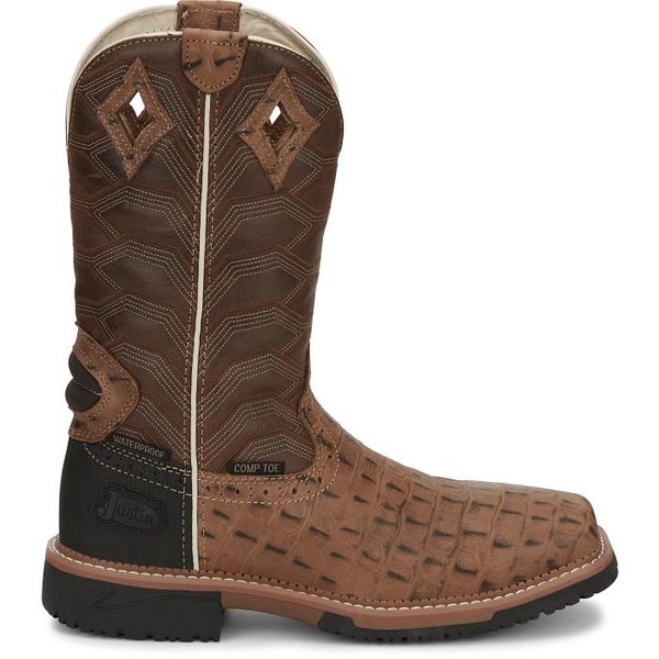 JUSTIN BOOTS 12" DERRICKMAN CROC CT EH WP