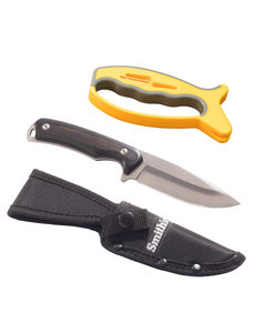 SMITH ABRASIVES FIXED BLADE COMBO W/V-SHARP SHARPENER