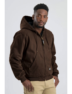 BERNE WORKWEAR HEARTLAND WASHED HOODED JACKET BARK