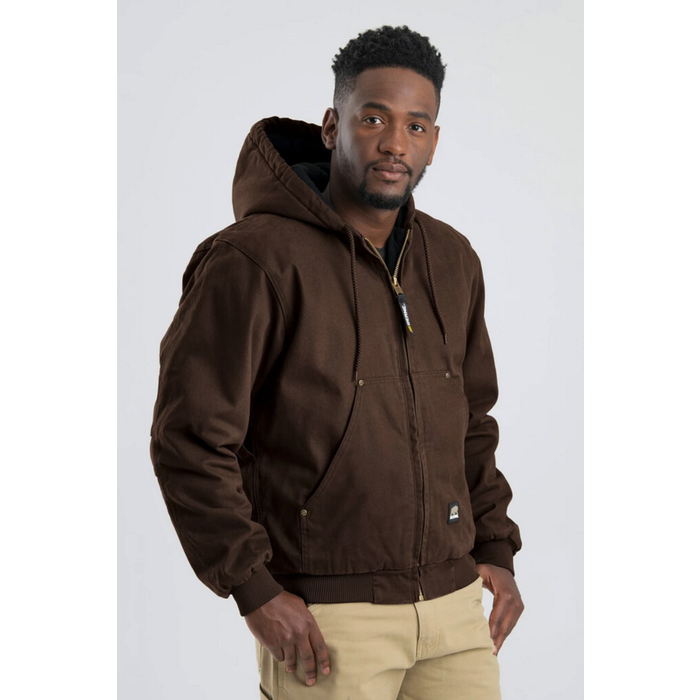 BERNE WORKWEAR HEARTLAND WASHED HOODED JACKET BARK