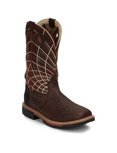 JUSTIN BOOTS 12" DERRICKMAN OSTRICH COMPOSITE TOE EH WP