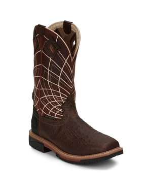 JUSTIN BOOTS 12" DERRICKMAN OSTRICH COMPOSITE TOE EH WP