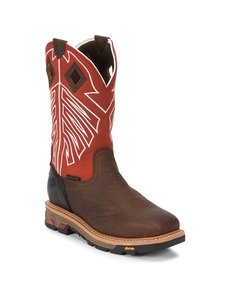 JUSTIN BOOTS ROUGHNECK 12" STEEL TOE WP EH CHESTNUT