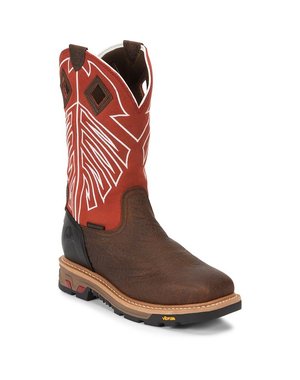 JUSTIN BOOTS ROUGHNECK 12" STEEL TOE WP EH CHESTNUT