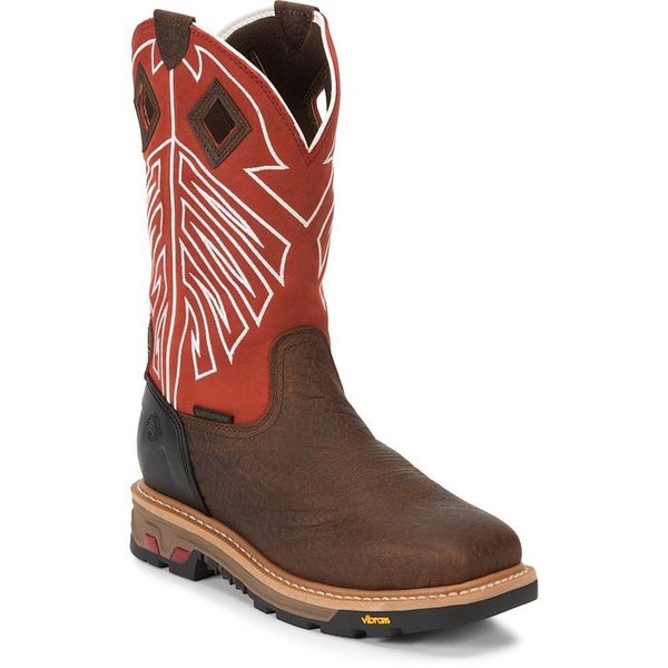 JUSTIN BOOTS ROUGHNECK 12" STEEL TOE WP EH CHESTNUT