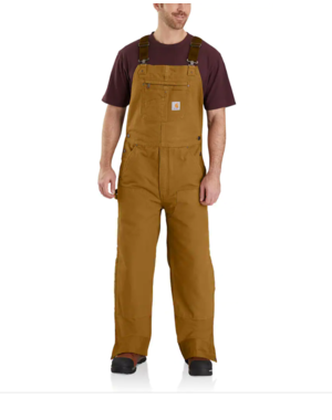 CARHARTT INC. LOOSE FIT WASHED DUCK INSULATED BIB OVERALL - BROWN