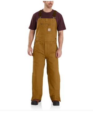 CARHARTT INC. LOOSE FIT WASHED DUCK INSULATED BIB OVERALL LVL3- BROWN