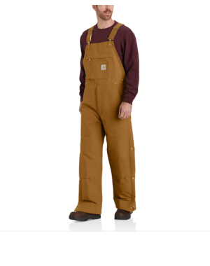 CARHARTT INC. LOOSE FIT FIRM DUCK INSULATED BIB OVERALL - BROWN