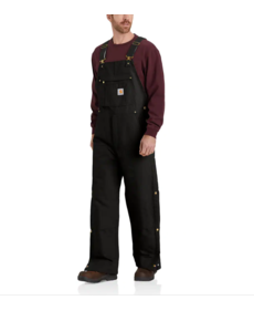 CARHARTT INC. LOOSE FIT FIRM DUCK INSULATED BIB OVERALL - BLACK