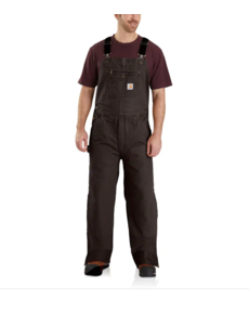 CARHARTT INC. LOOSE FIT WASHED DUCK INSULATED BIB OVERALL - DARK BROWN