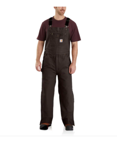 CARHARTT INC. LOOSE FIT WASHED DUCK INSULATED BIB OVERALL  LVL3- DARK BROWN
