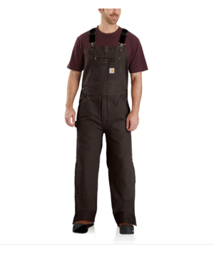 CARHARTT INC. LOOSE FIT WASHED DUCK INSULATED BIB OVERALL - DARK BROWN