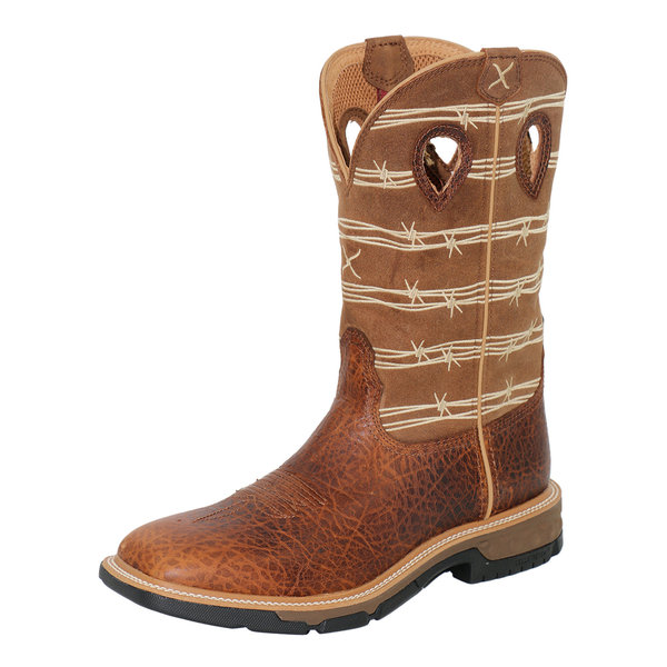 TWISTED X BOOTS 12" WESTERN WORK BOOT - RUSTIC BROWN/LION TAN EH SR