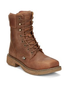 JUSTIN BOOTS 8" RUSH COMPOSITE TOE WP EH BROWN COWHIDE