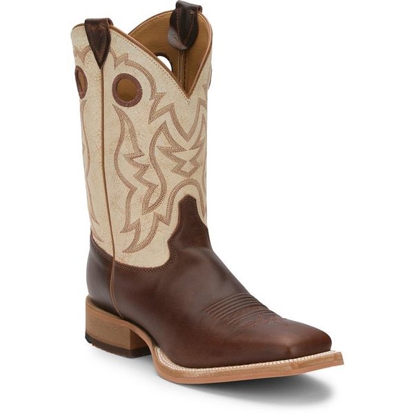 JUSTIN BOOTS 11" CADDO BR WESTERN BONE WHITE