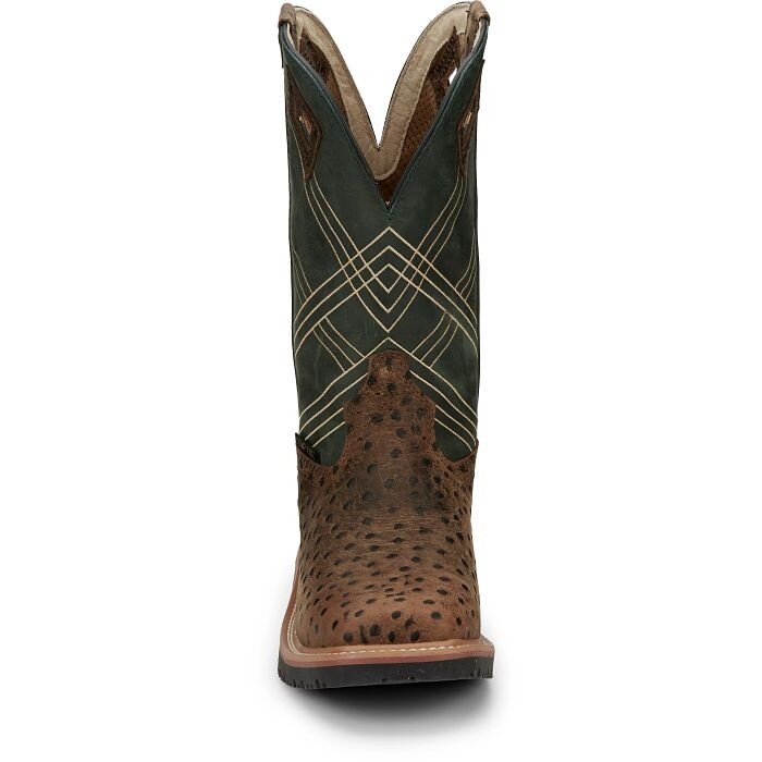 JUSTIN BOOTS *12" DALHART CT WP EH HUNTER GREEN COWHIDE