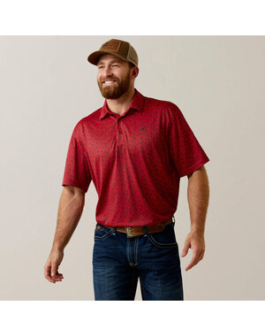 ARIAT ALL OVER PRINT POLO - TANGO RED