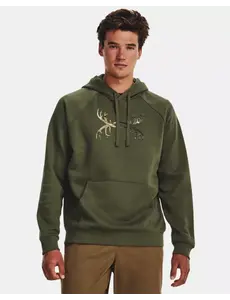 UNDER ARMOUR RIVAL FLEECE ANTLER HOODIE - MARINE OD GREEN