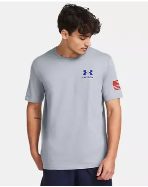 UNDER ARMOUR MEN'S UA FREEDOM FLAG T-SHIRT HEATHER/RED/ROYAL