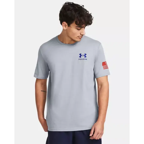 UNDER ARMOUR MEN'S UA FREEDOM FLAG T-SHIRT HEATHER/RED/ROYAL