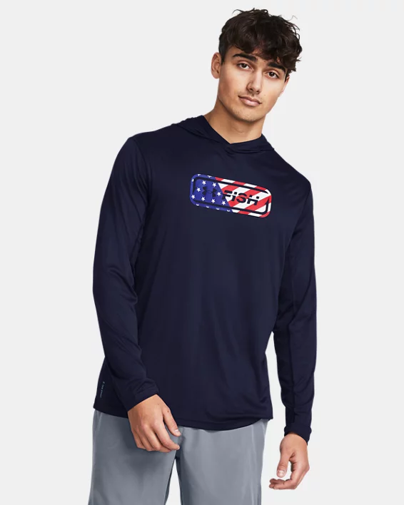 Under Armour Men's UA Fish Pro Chill Freedom Hoodie Navy