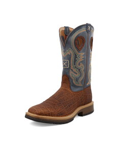 TWISTED X BOOTS 12" HORSEMAN - DISTRESSED SADDLE & PEACOCK
