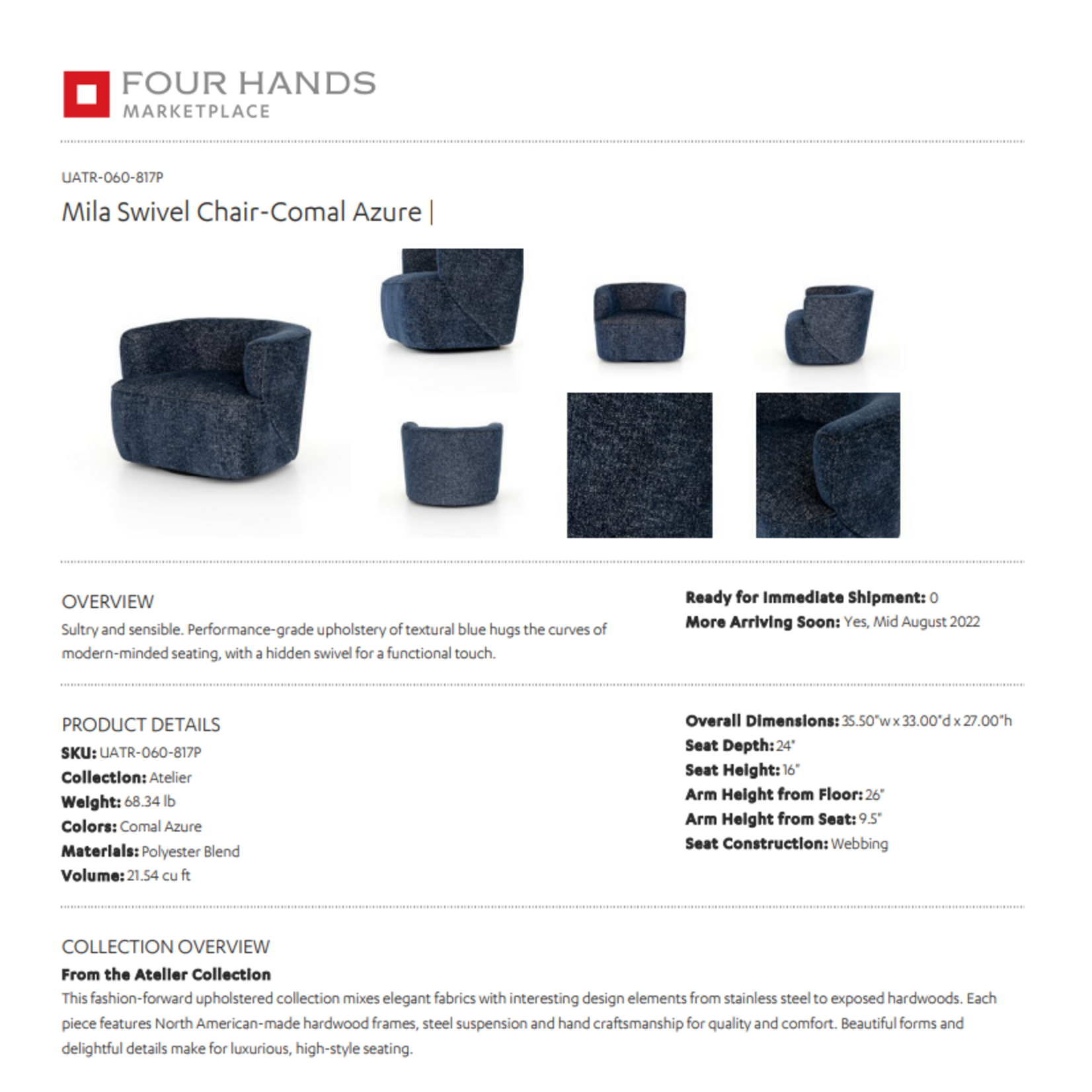 Four Hands Aurora Sw. Chair V. Willow