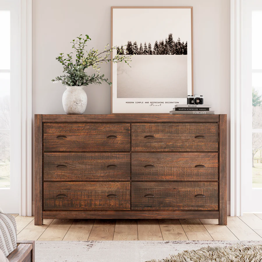 Montauk 6 drawer Dresser Rustic Walnut Furniture Walk