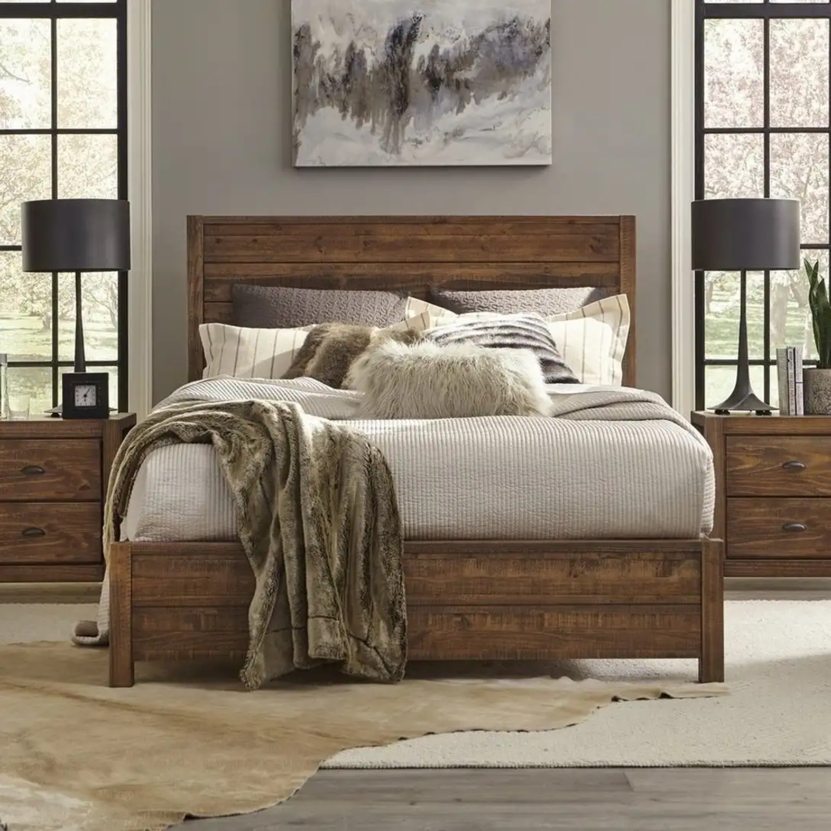 GrainWood Montauk Queen Panel Bed Rustic Walnut