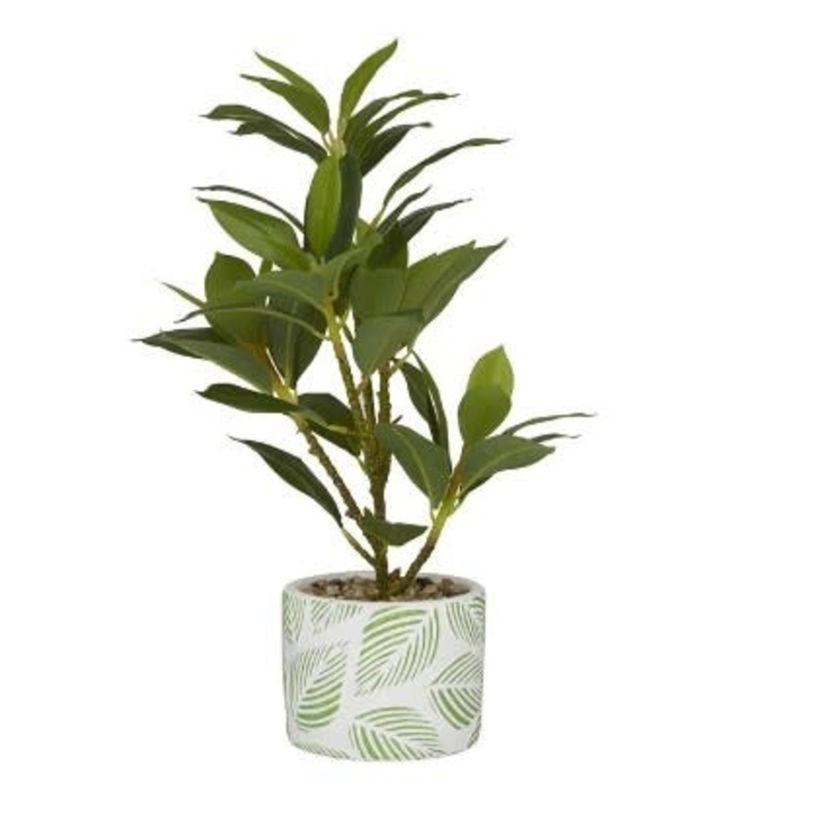 Uma Foilage WHITE PLASTIC COASTAL BAY LAUREL ARTIFICIAL PLANT, 11" X 11" X 16"