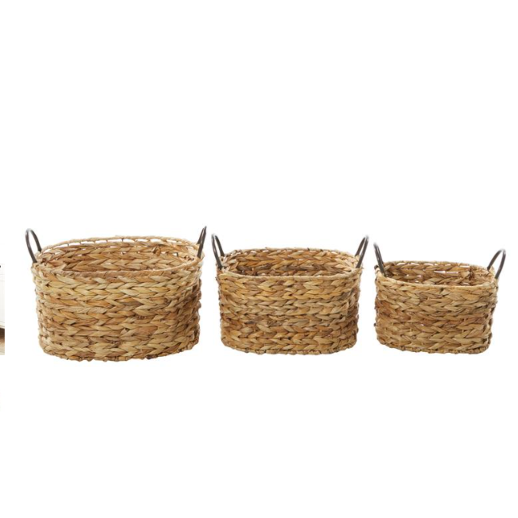 Uma BROWN METAL COASTAL STORAGE BASKET, SET OF 3 16", 13", 11"W