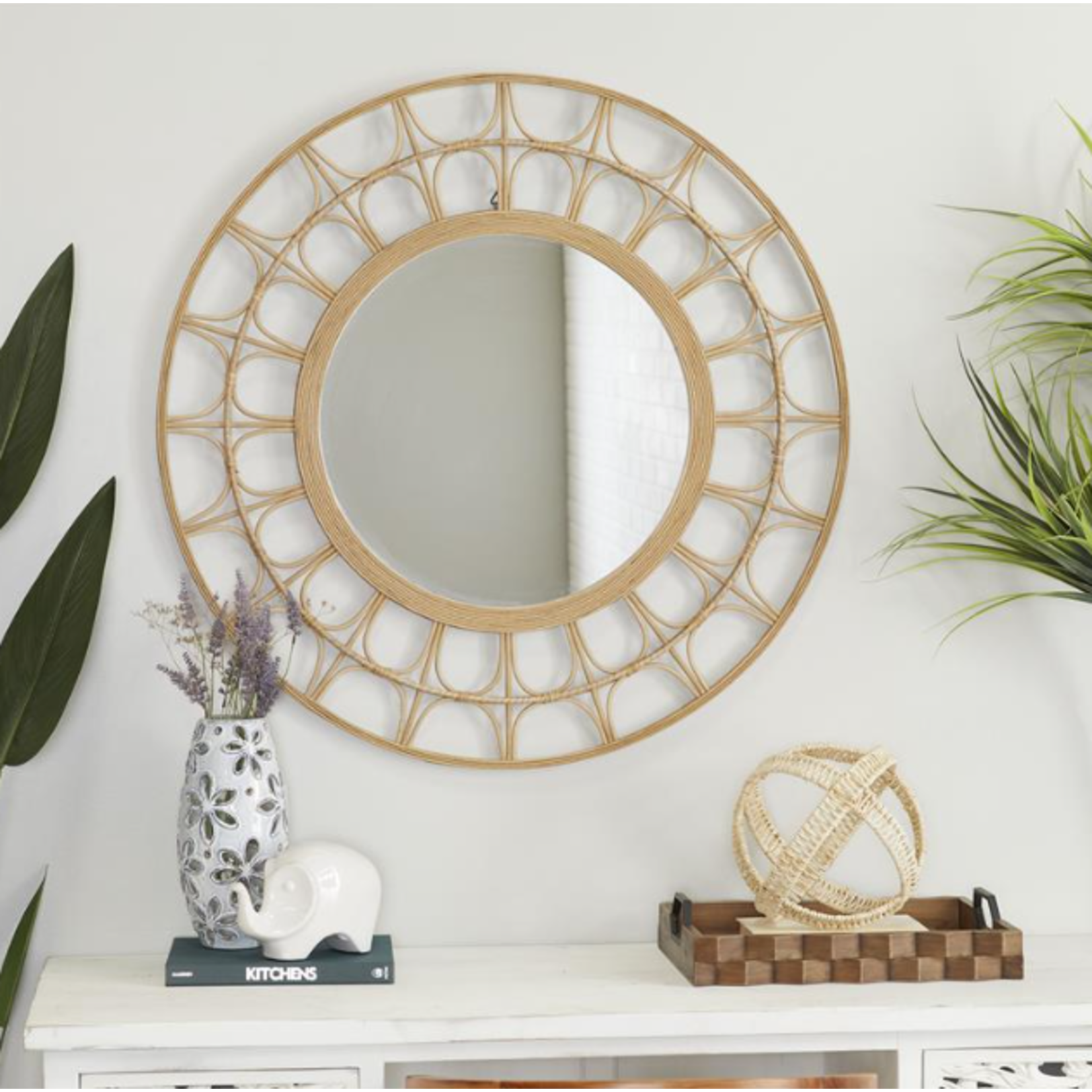Uma Bamboo Round Mirror