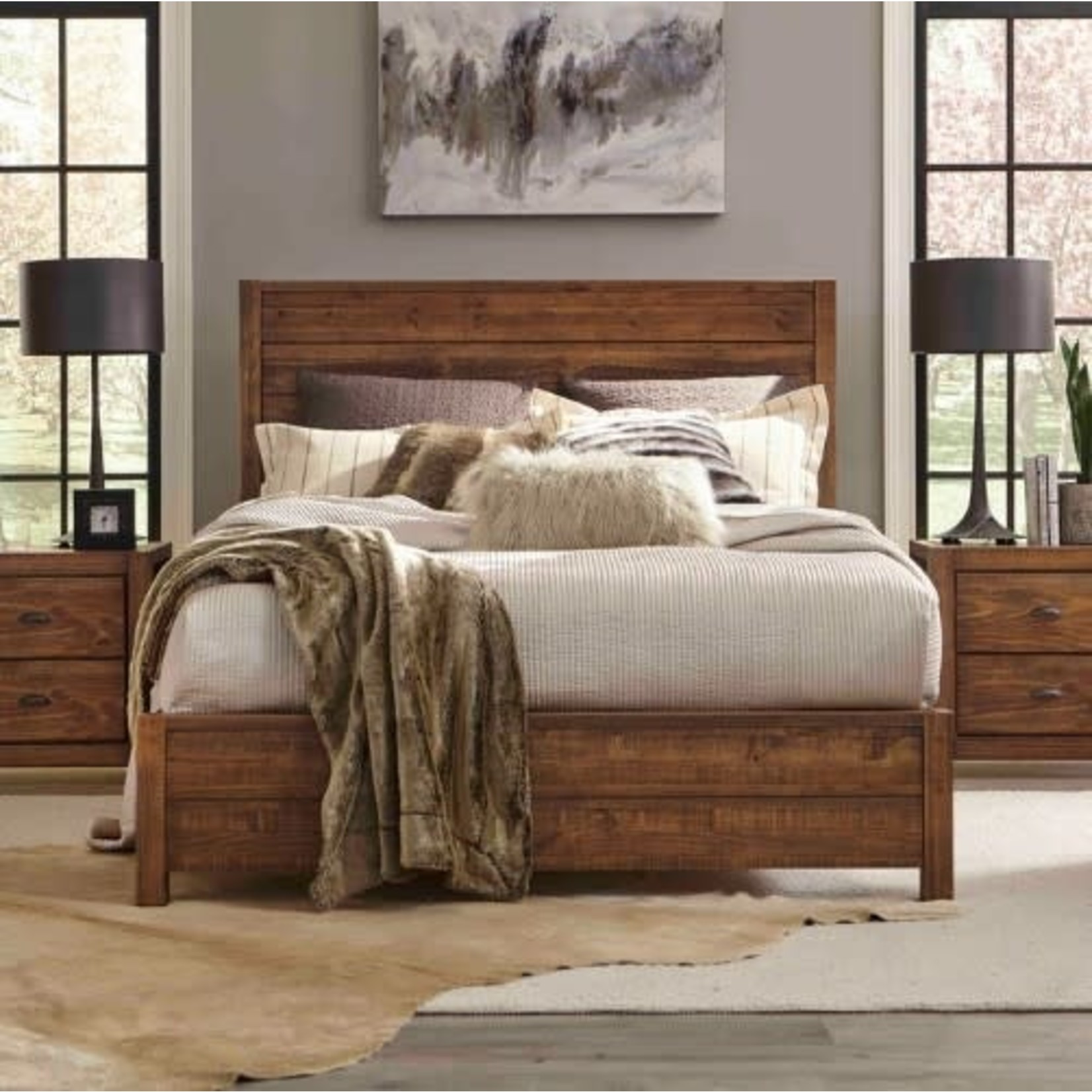 GrainWood Montauk Full Panel Bed /Rustic Walnut (G1H)
