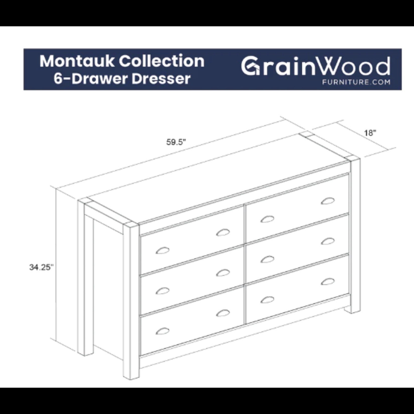 GrainWood Montauk 6 drawer dresser /Driftwood