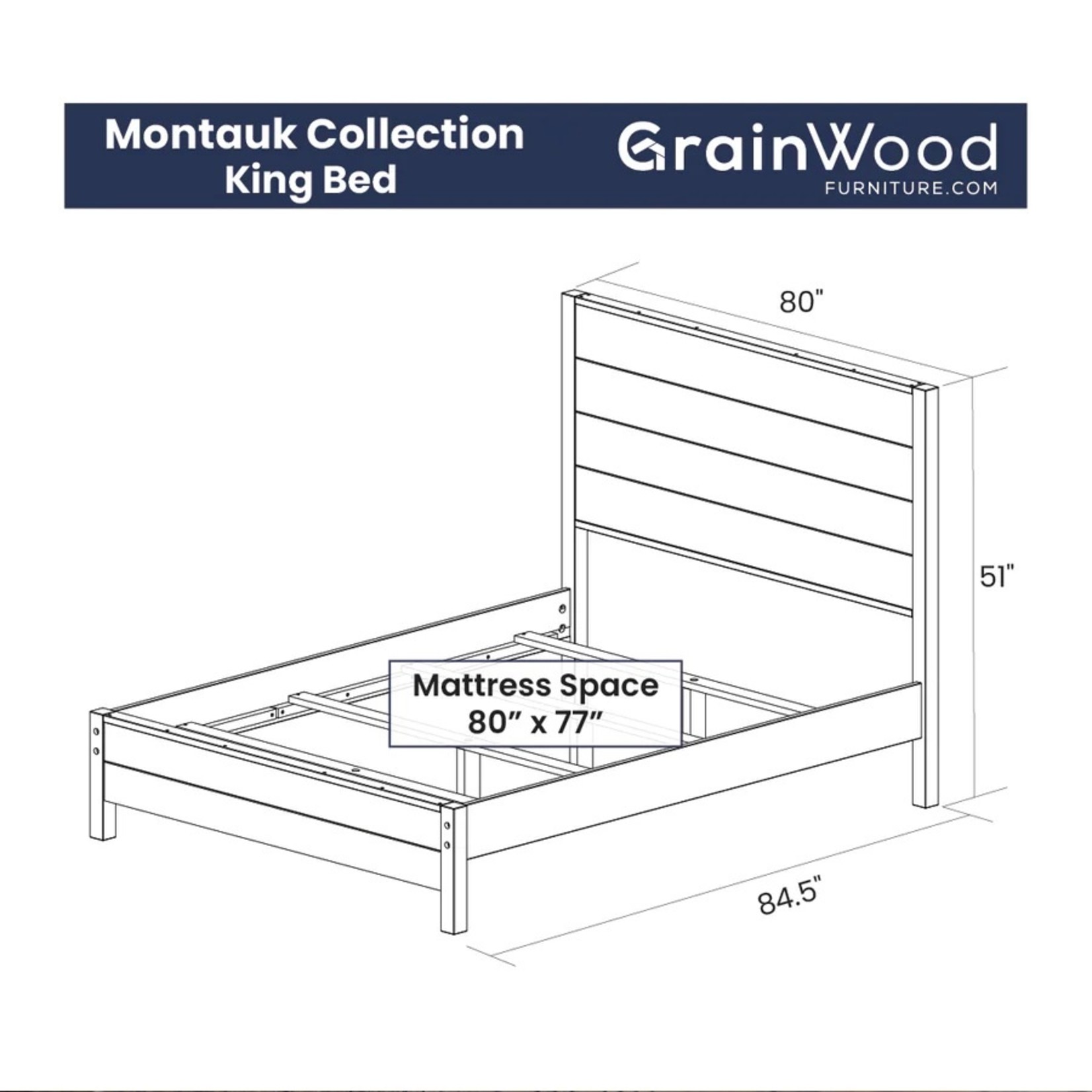 GrainWood Montauk King Panel Bed/ Rustic Walnut