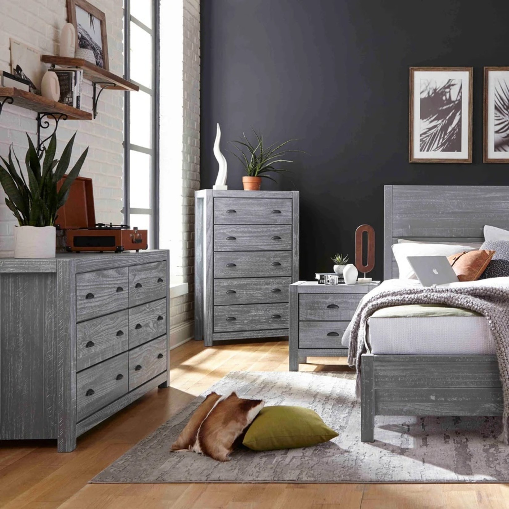 GrainWood Montauk Full Panel Bed /Rustic Grey (G1H)