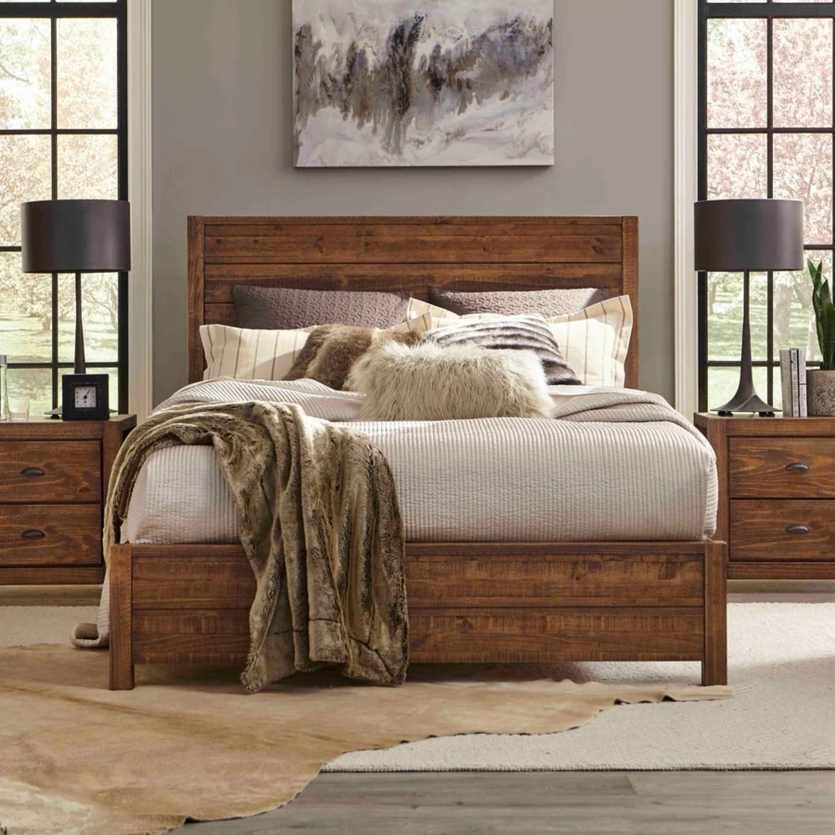 GrainWood Montauk Twin Panel Bed / Rustic Walnut (L1H)