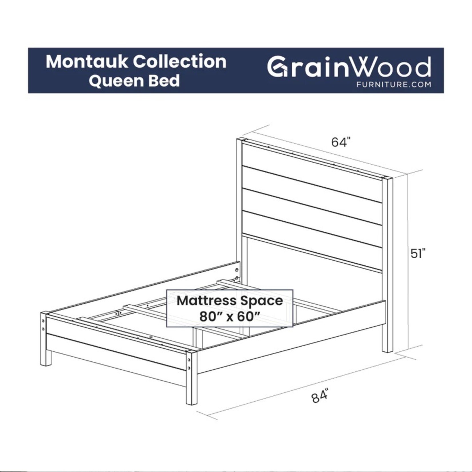 GrainWood Montauk Queen Panel Bed /Rustic Off White