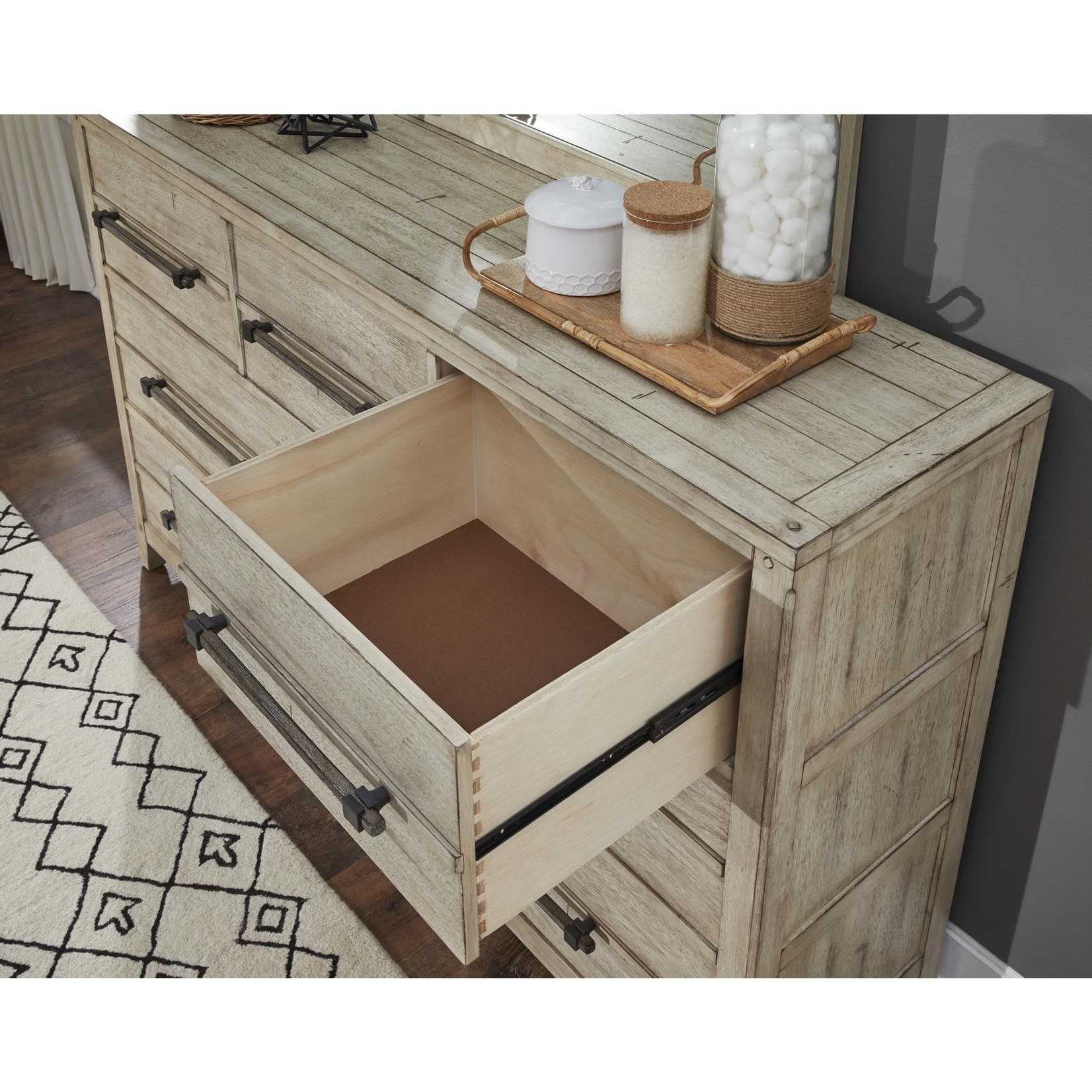 American Woodcrafters Aurora White Wash Dresser (L2UM)