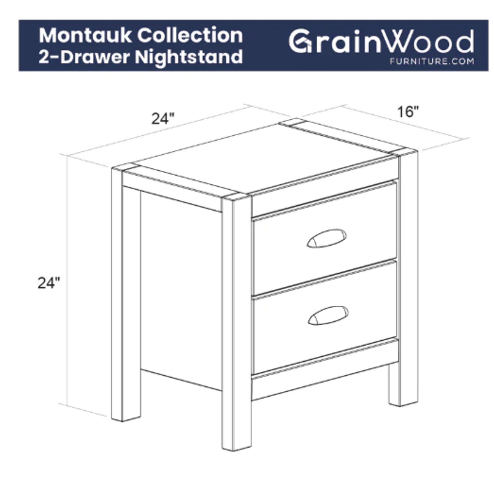 GrainWood Montauk 2 Drawer Nightstand  Driftwood