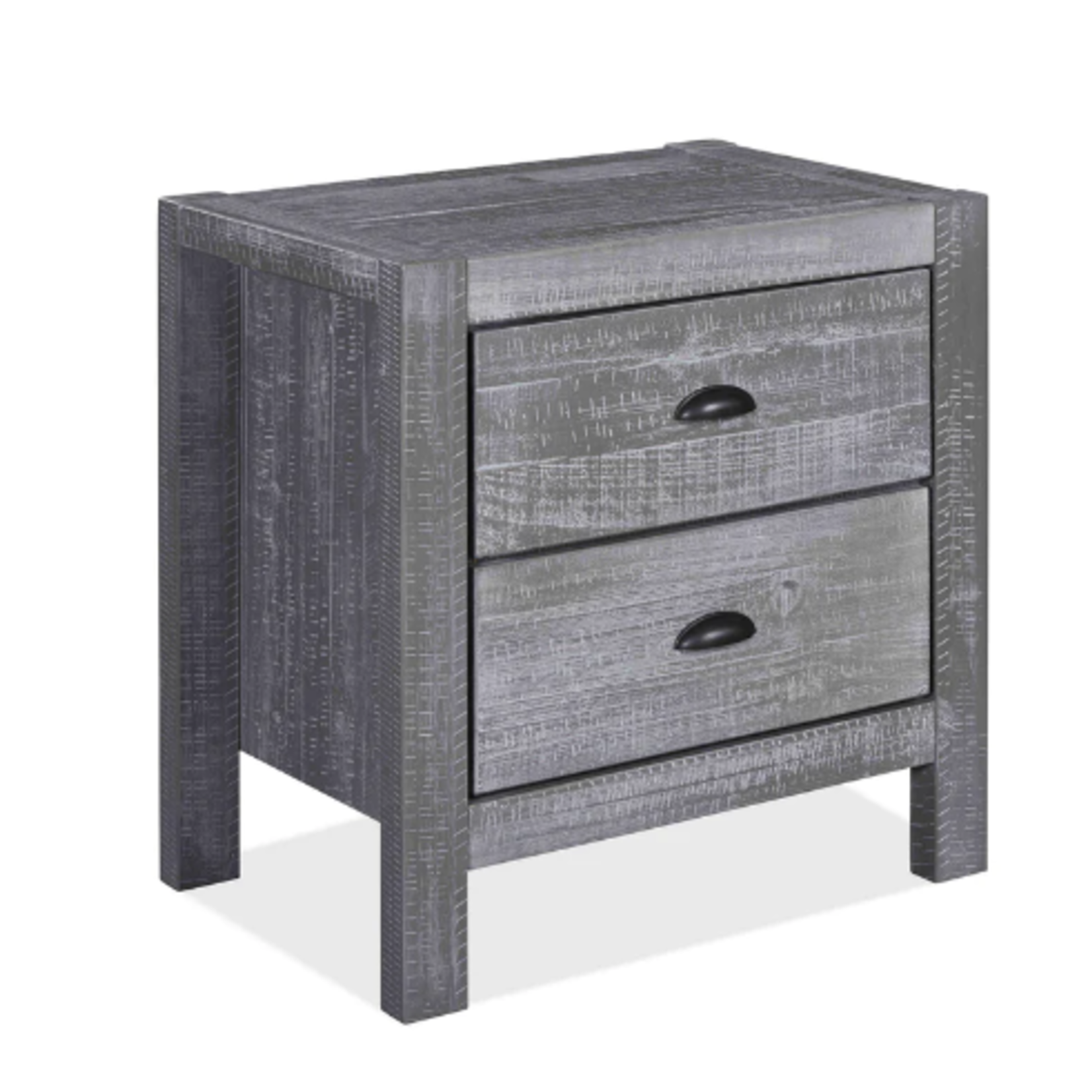 GrainWood Montauk 2 Drawer Nightstand  Rustic Grey