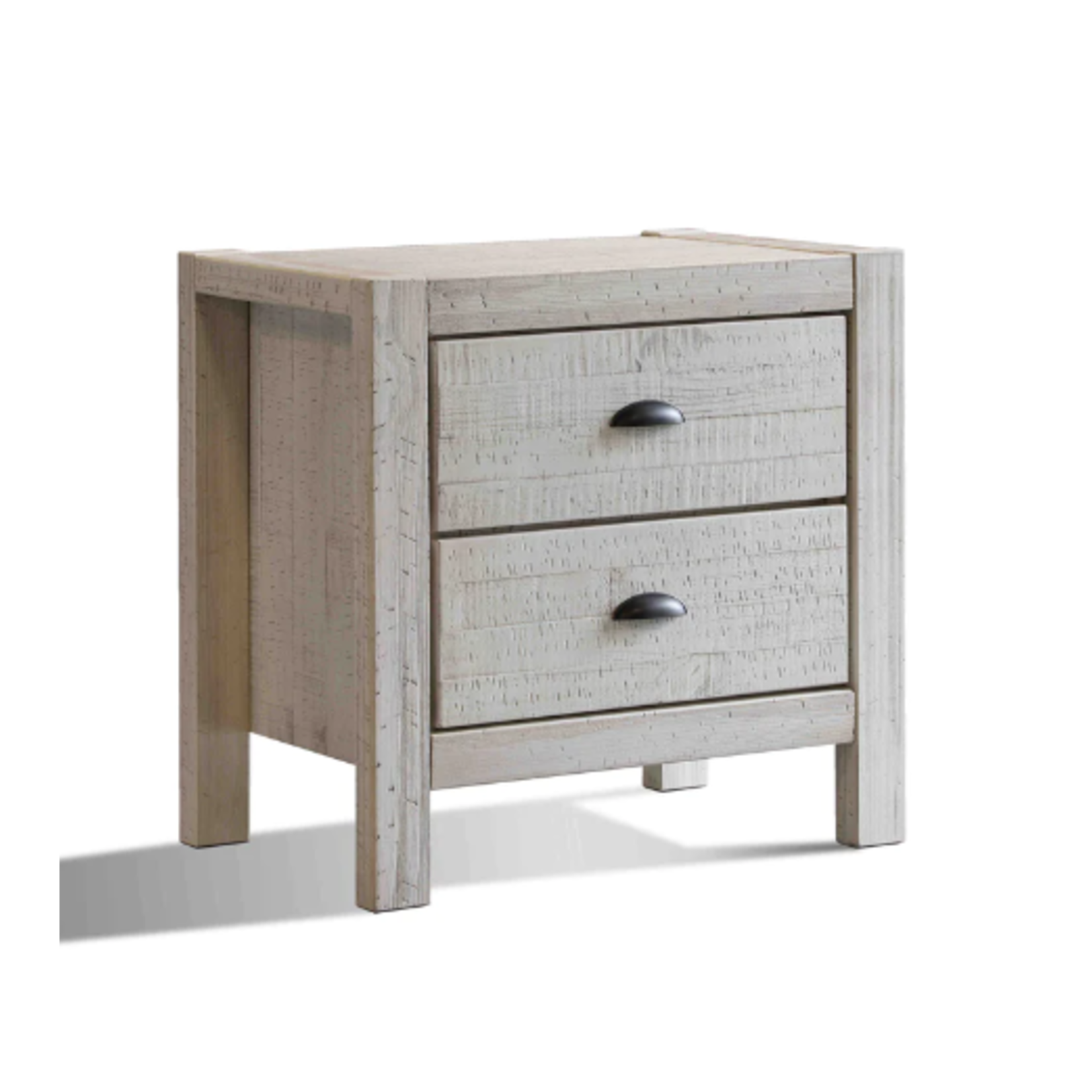 GrainWood Montauk 2 Drawer Nightstand  Rustic Off-White